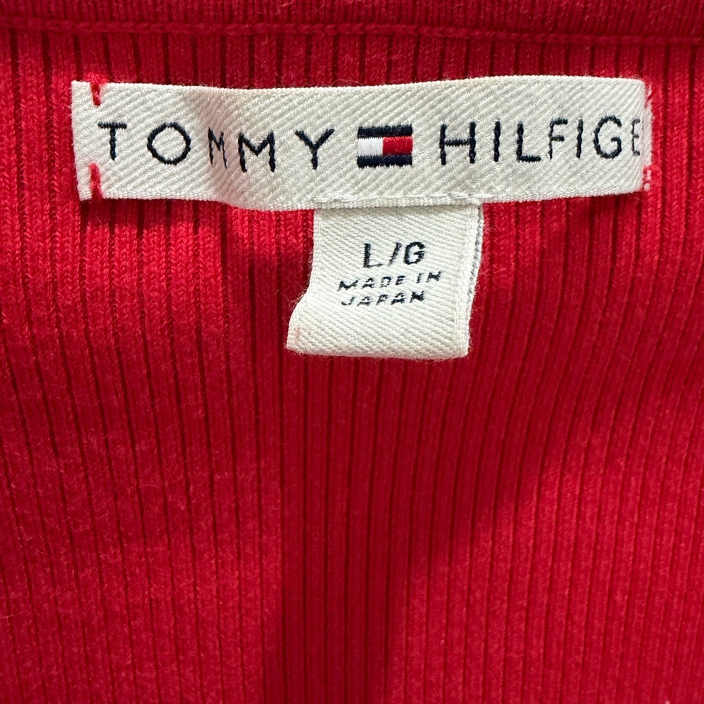 Tommy Hilfiger Ribbed Red Knit full zip up hoodie sweater Slim fit EUC - Picture 4 of 13